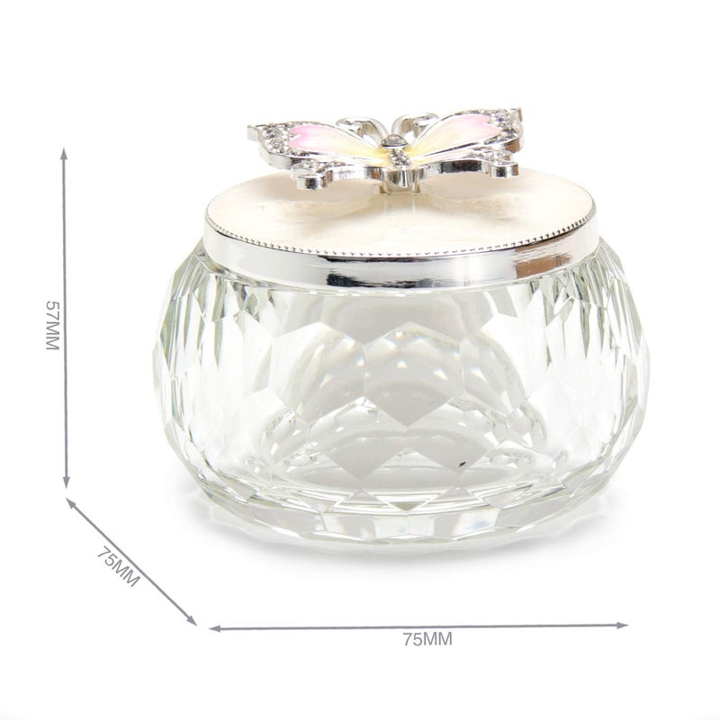 LASODY Butterfly jewelry Storage Box for Rings Earrings Necklace Treasure Chest Organizer Jewelry Keepsake Gift Box Case for Girl Women (Butterfly w/Crystal Box, Silver Plate) - Image 2